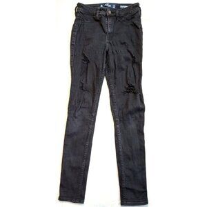 Hollister Jeans Size 0 Short  W24 L26 Womens Legging Crop High Rise Dark Wash Bl